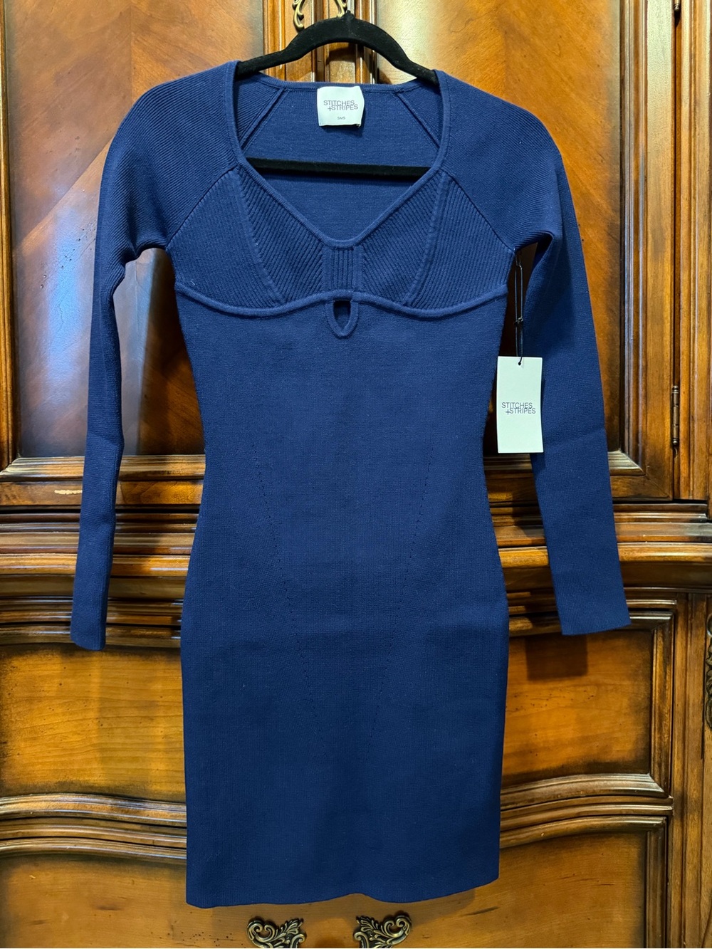 NEW! Stitches & Stripes Sapphire Long-Sleeve Knit Bodycon Dress size small